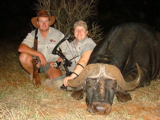 Bates and Professional Hunter with Cape Buffalo